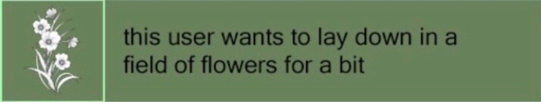 This user wants to lay down in a field of flowers for a little bit.